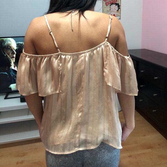 a ruffled glittery cute off the shoulder top - Picture 3 of 3