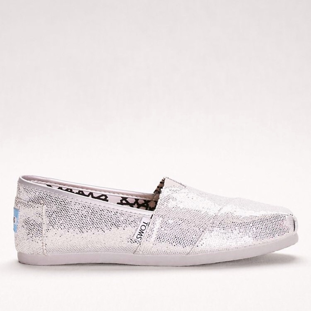 Silver glitter TOMs size 8