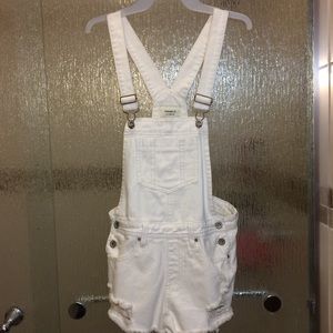 Forever 21 White Denim Overall Shorts