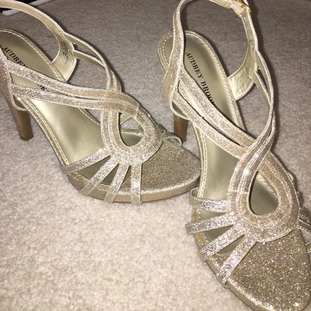 Audrey Brooke champagne gold high heels