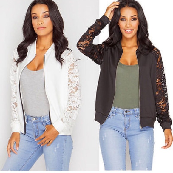 Black Jacket with Lacey Sleeves - Picture 1 of 5