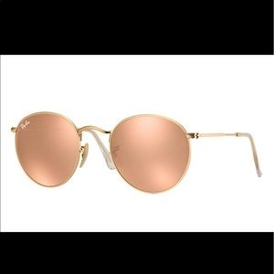 Rose gold flash ray bans