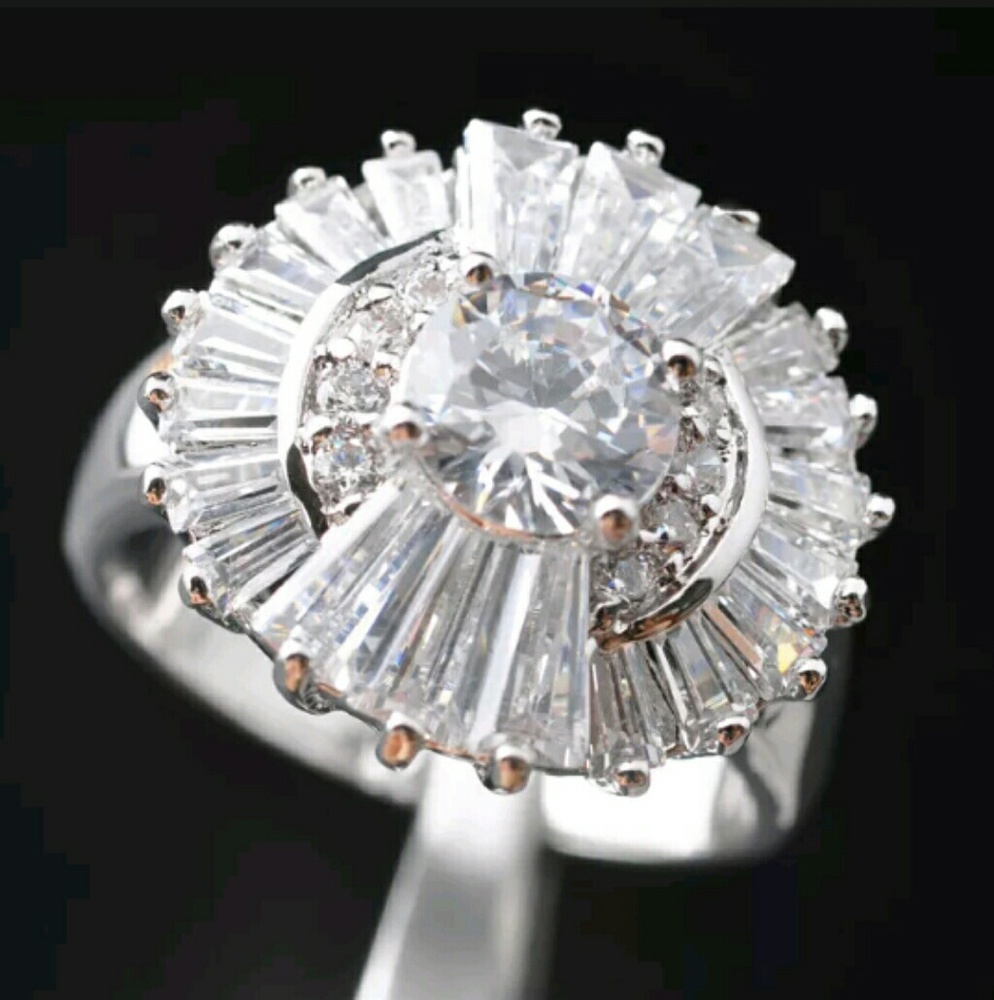 CUBIC ZIRCONIA WHITE GOLD FILLED RING SZ6 $8