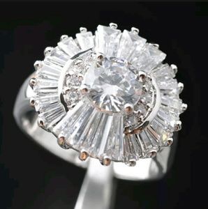 CUBIC ZIRCONIA WHITE GOLD FILLED RING SZ6 $8