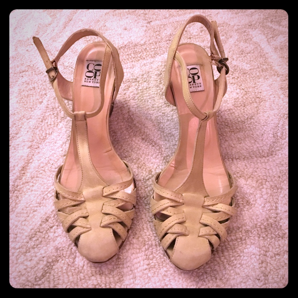 Barney's co-op pistachio green suede wedges