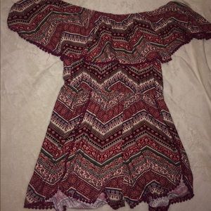 burgundy tribal print romper
