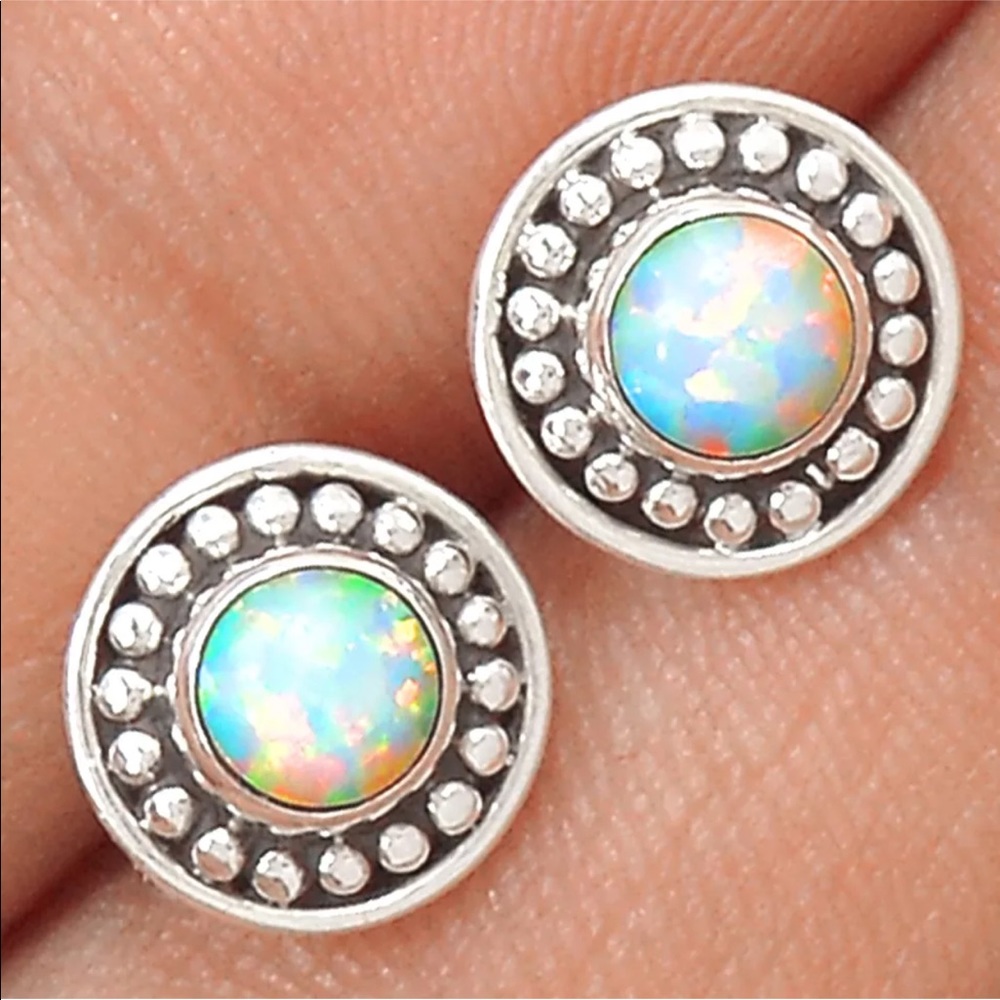 Fire Opal Sterling Stud earrings