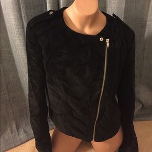 Black Velvet Cropped Moto Jacket