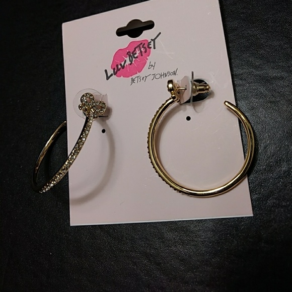 Betsey Johnson Jewelry - *** Betsey Johnson rhinestone hoop earrings