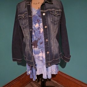 Laura Ashley stressed jeans jacket and blouse