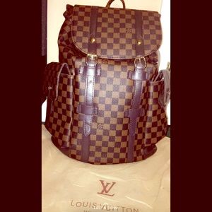 Louis Vuitton Damier Pattern Leather Backpack