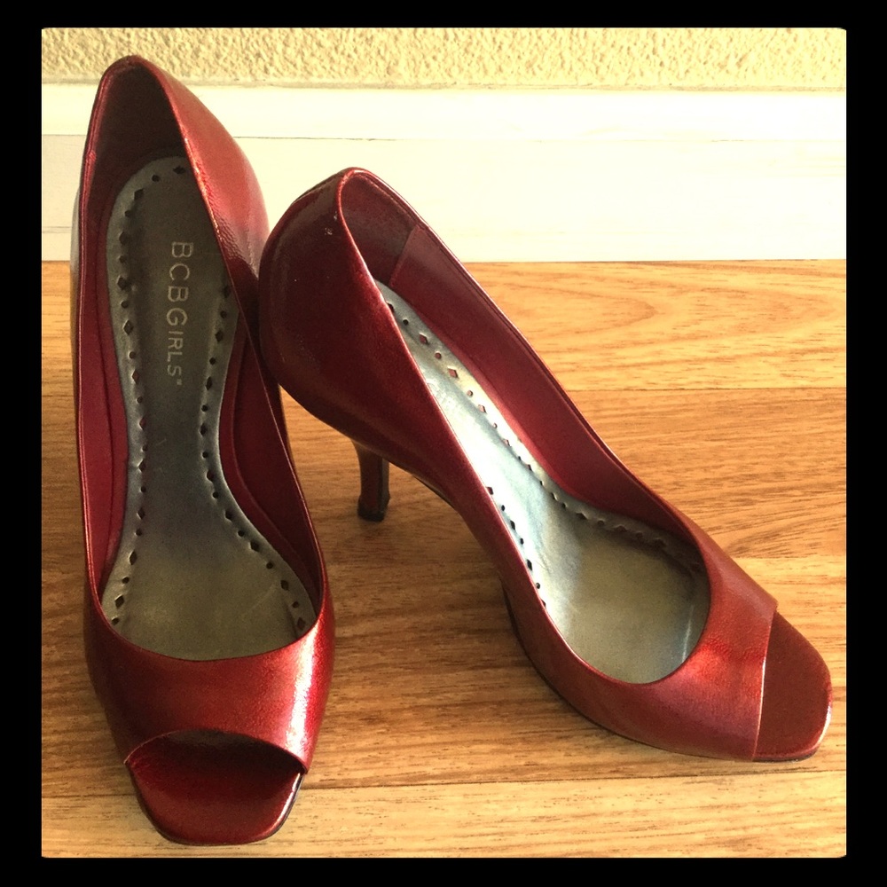 BCBGirls “Ariel” ruby red opened toe heels