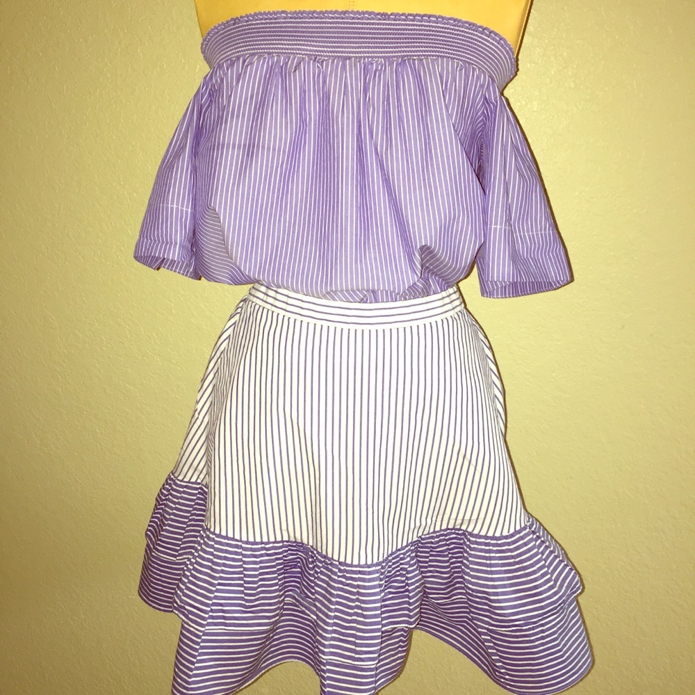 J Crew Off Shoulder Top and Ruffle Skirt Set