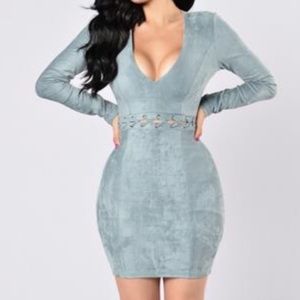 Dressed To Kill Dress - Blue Grey suede