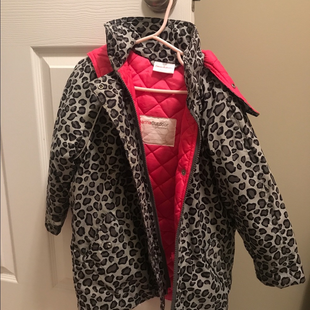 Pink and grey leopard winter coat