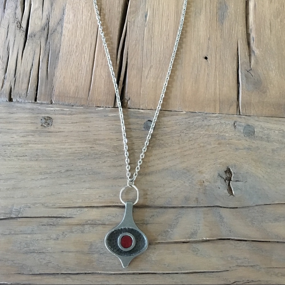 Vintage Pewter Pendant and Chain Denmark Mid Century Modern - Picture 5 of 6