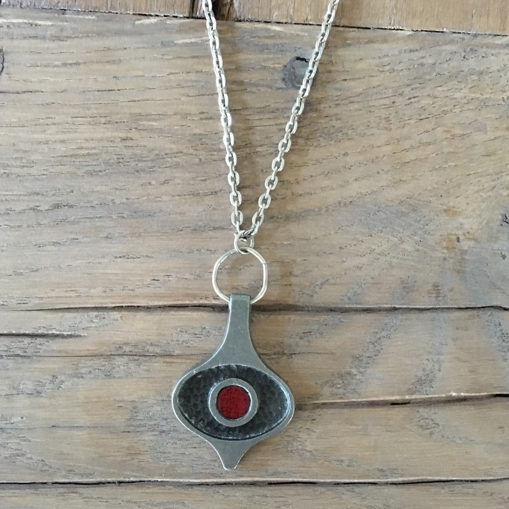 Vintage Pewter Pendant and Chain Denmark Mid Century Modern - Picture 6 of 6