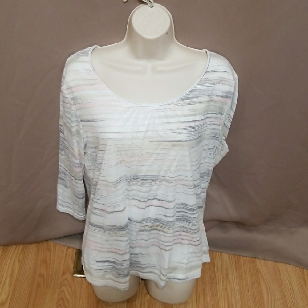 Croft&Barrow pink & Gray striped Shirt size 2x