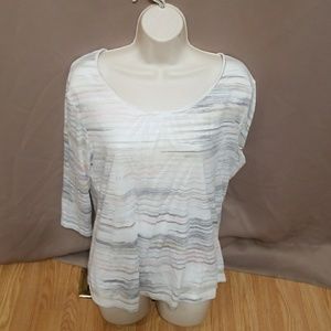 Croft&Barrow pink & Gray striped Shirt size 2x