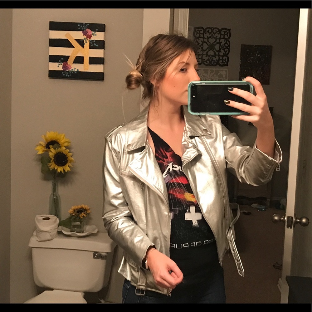 METALLIC SILVER Moto Jacket