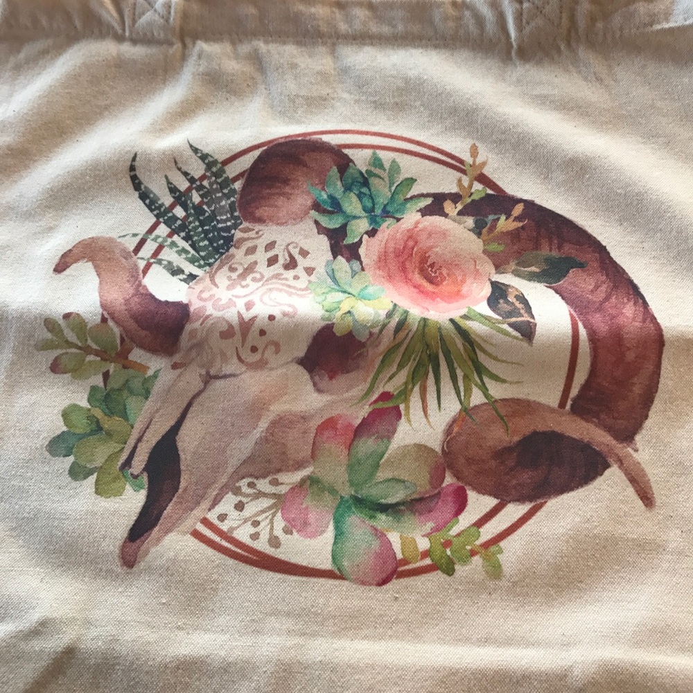 Cow Skull + Succulents Tote Bag