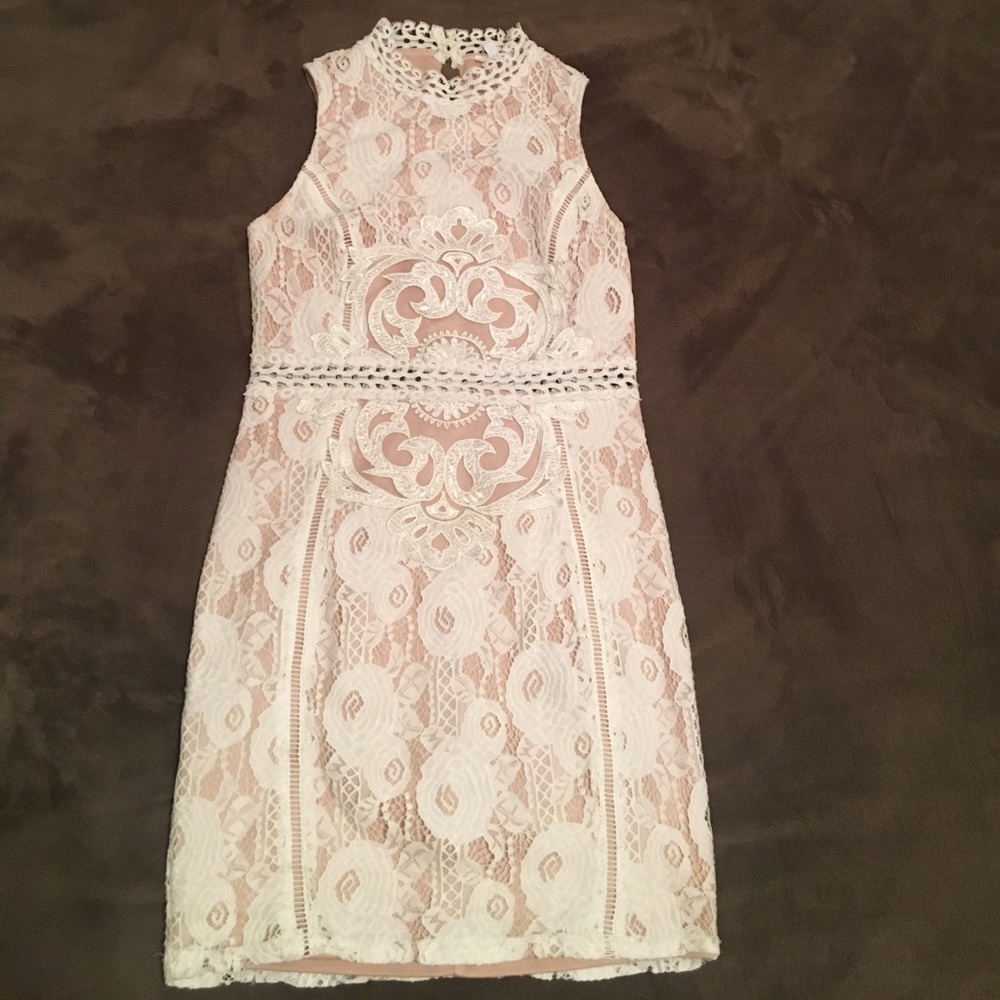 Beautiful white and tan lace dress