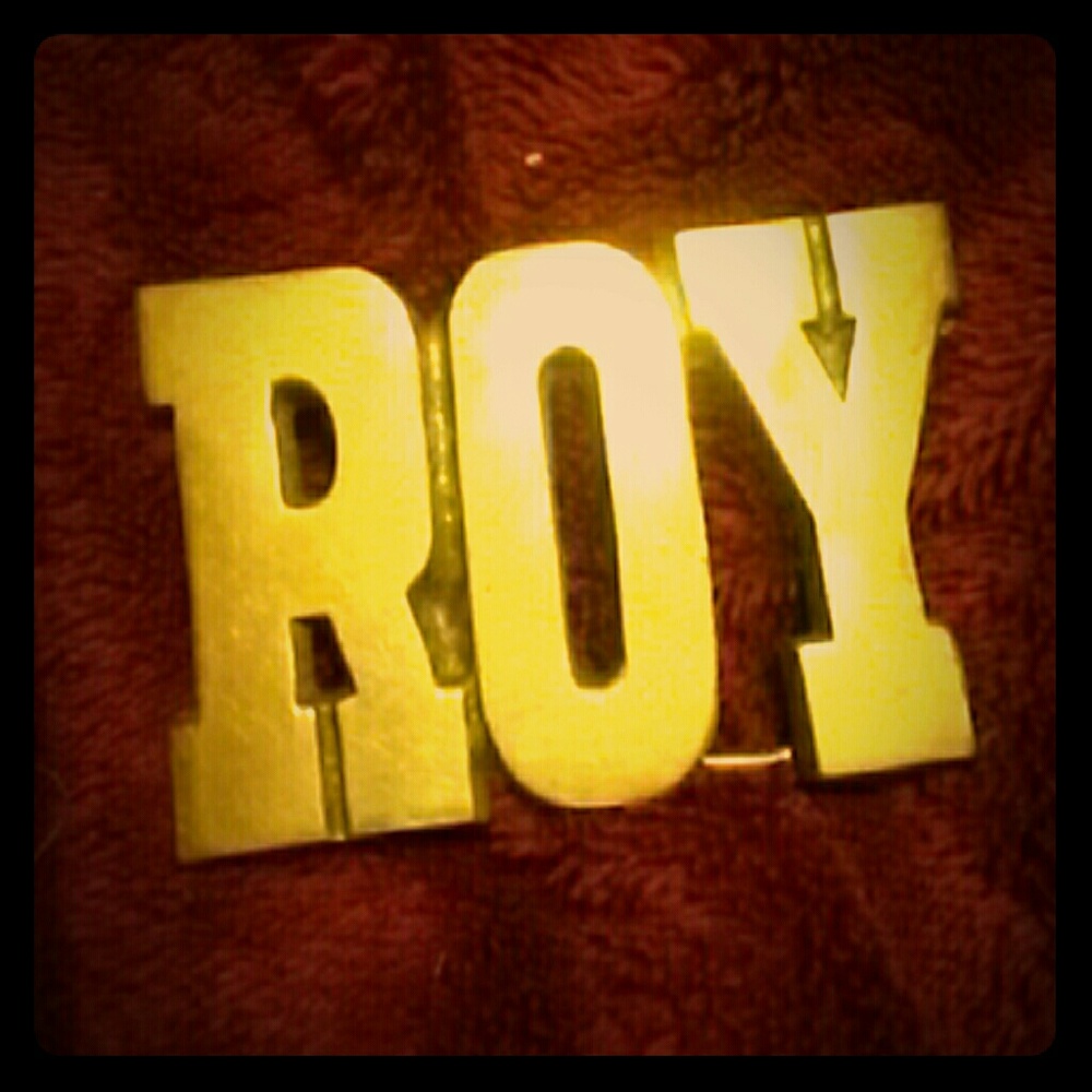 Vintage solid brass "Roy" belt buckle