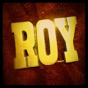 Vintage solid brass "Roy" belt buckle