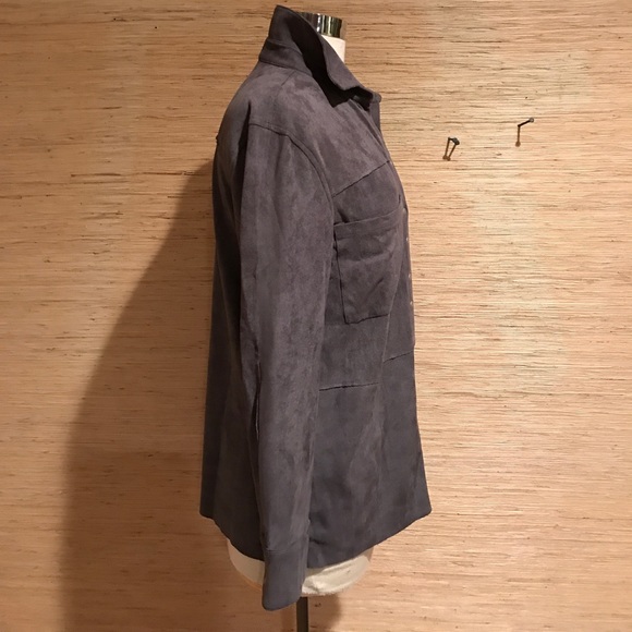 Orange Poly Suede Button Down Shirt - Picture 2 of 3