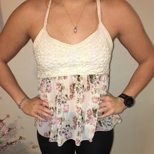 Shear flowery Tank top