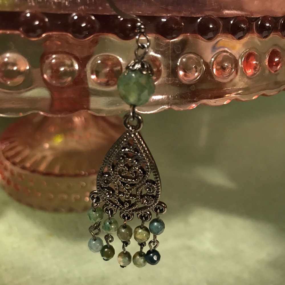 Green stone earrings