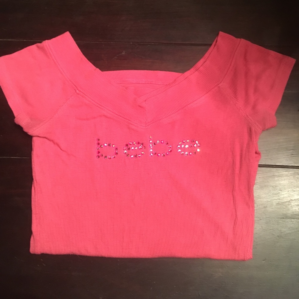 Pink Bebe V neck, short sleeve-shirt