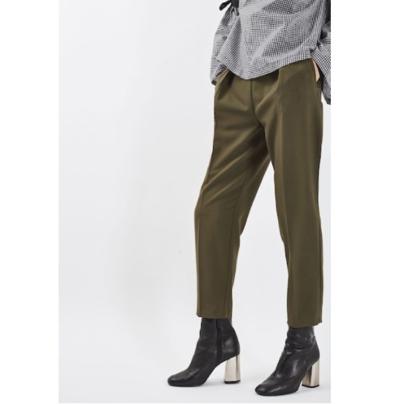 Topshop Olive Green Pleated Pant - Picture 2 of 5