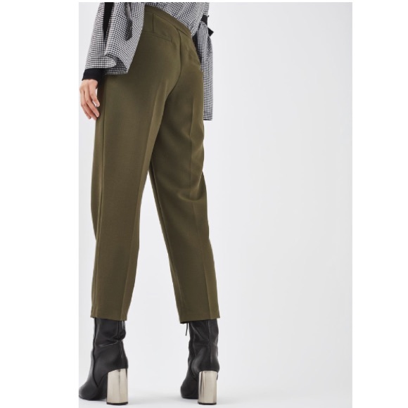 Topshop Olive Green Pleated Pant - Picture 3 of 5