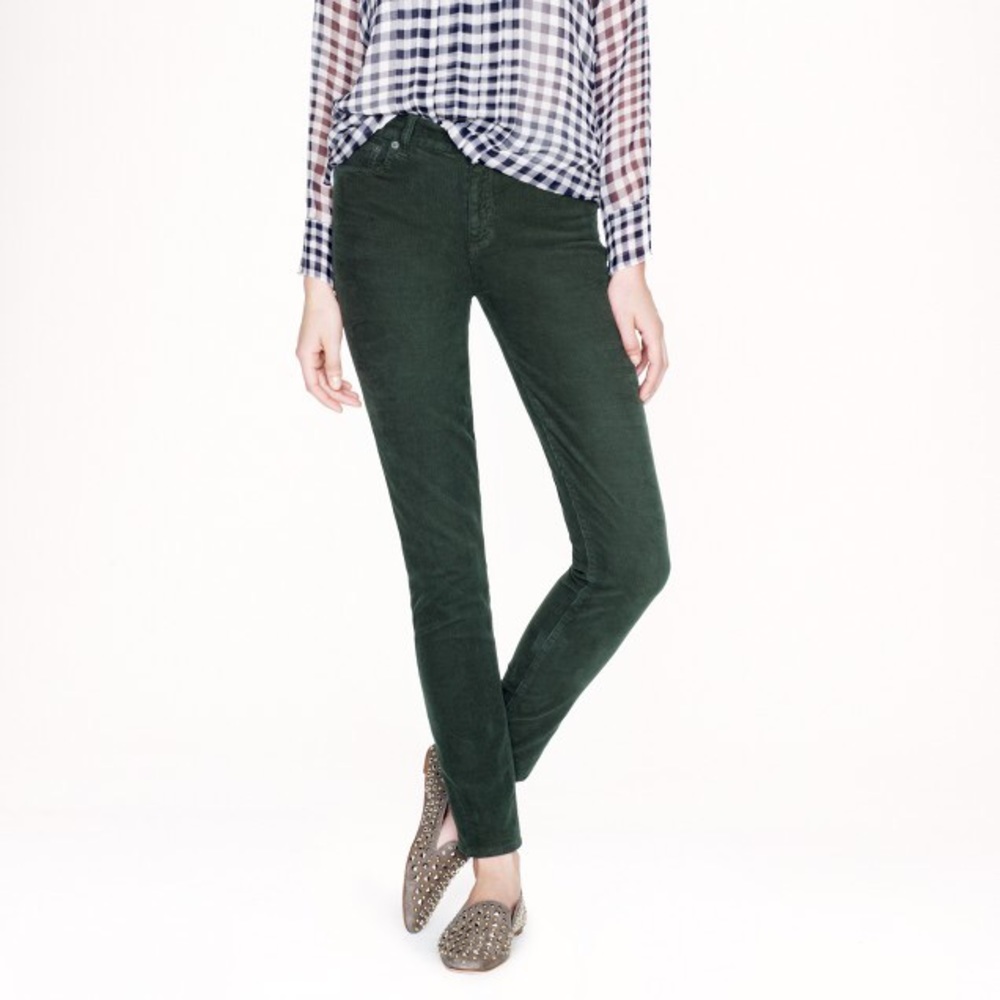 J. Crew Toothpick Corduroy pants (Dark Forest)