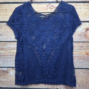 Express Blue Lace Top