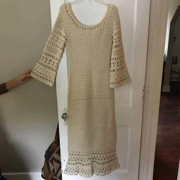 VINTAGE HAND KNIT CROCHET MAXI DRESS - Picture 2 of 6
