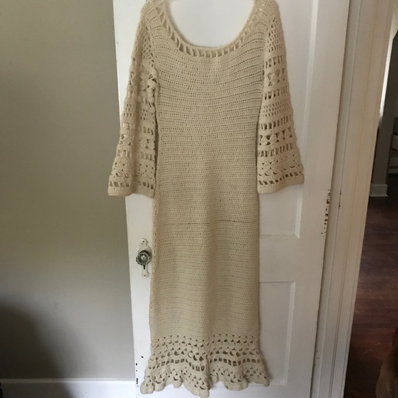 VINTAGE HAND KNIT CROCHET MAXI DRESS - Picture 5 of 6