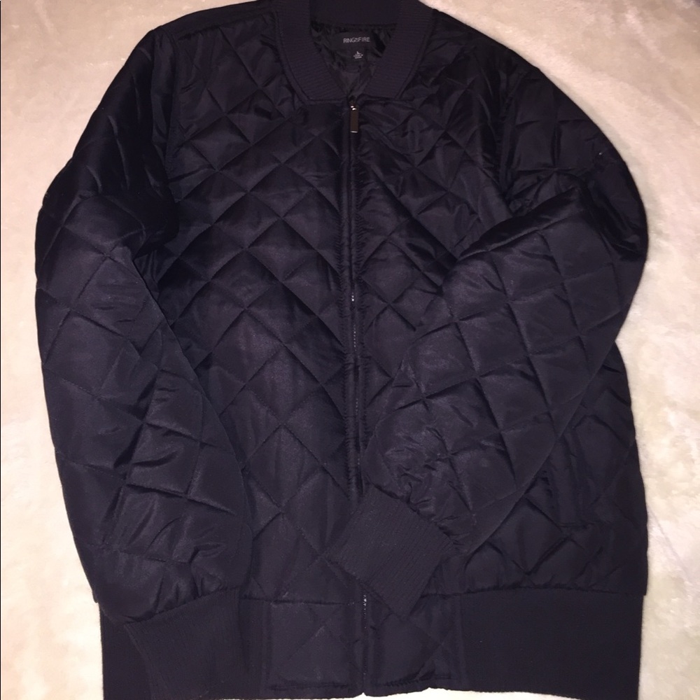 Black quilted bomber