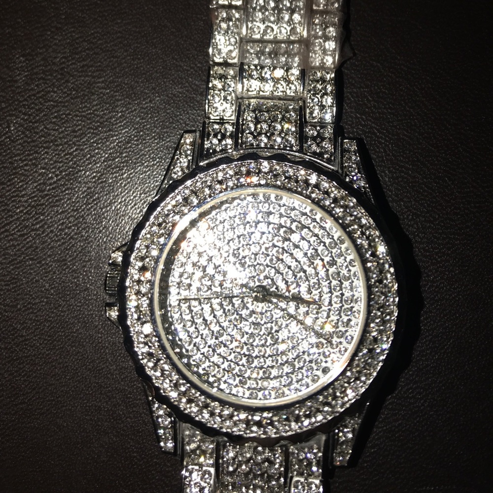 Silver Crystal rhinestone Quart watch