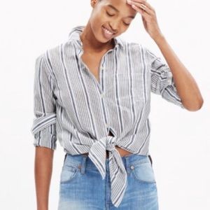 Madewell Striped Tie Shirt - Small