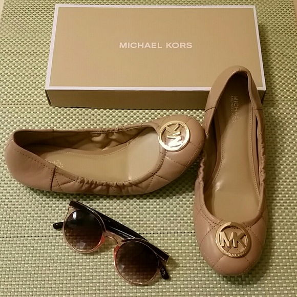 Michael Kors Shoes - Michael Kors Nude Quilted Leather Flats