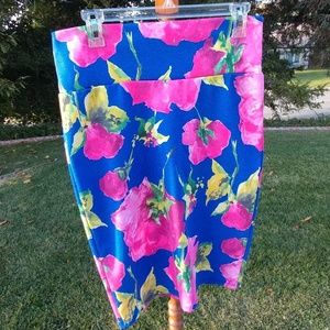 Lularoe Cassie: Blue&Hot Pink Floral Pencil Skirt
