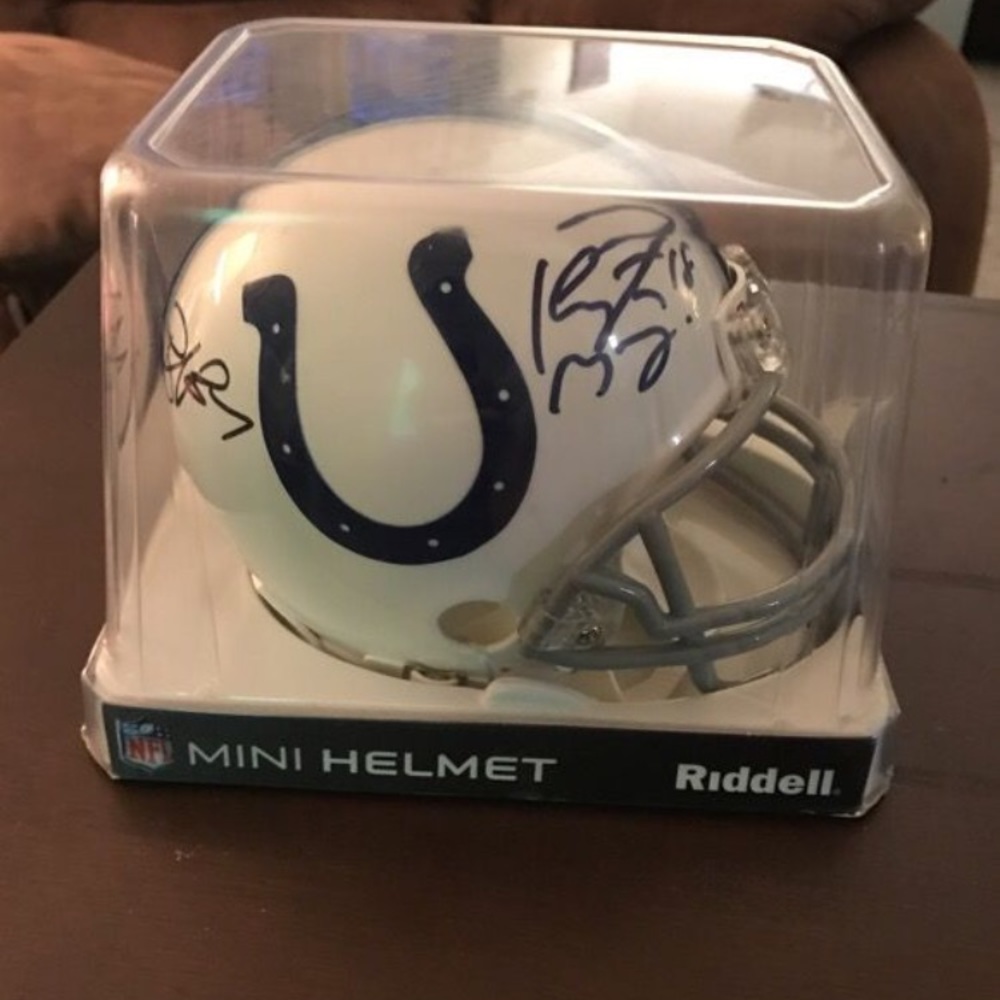 Payton Manning signed mini helmet.