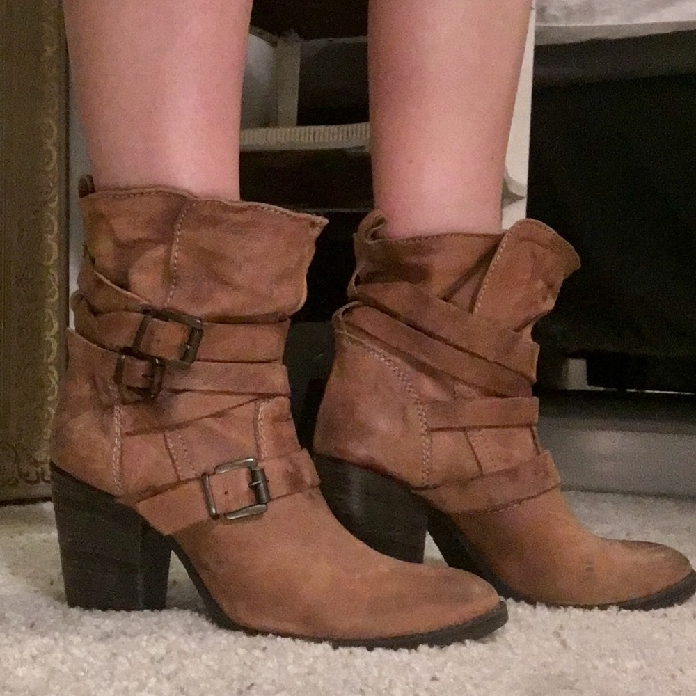 Brown Leather Booties | Steve Madden | Camel | 9