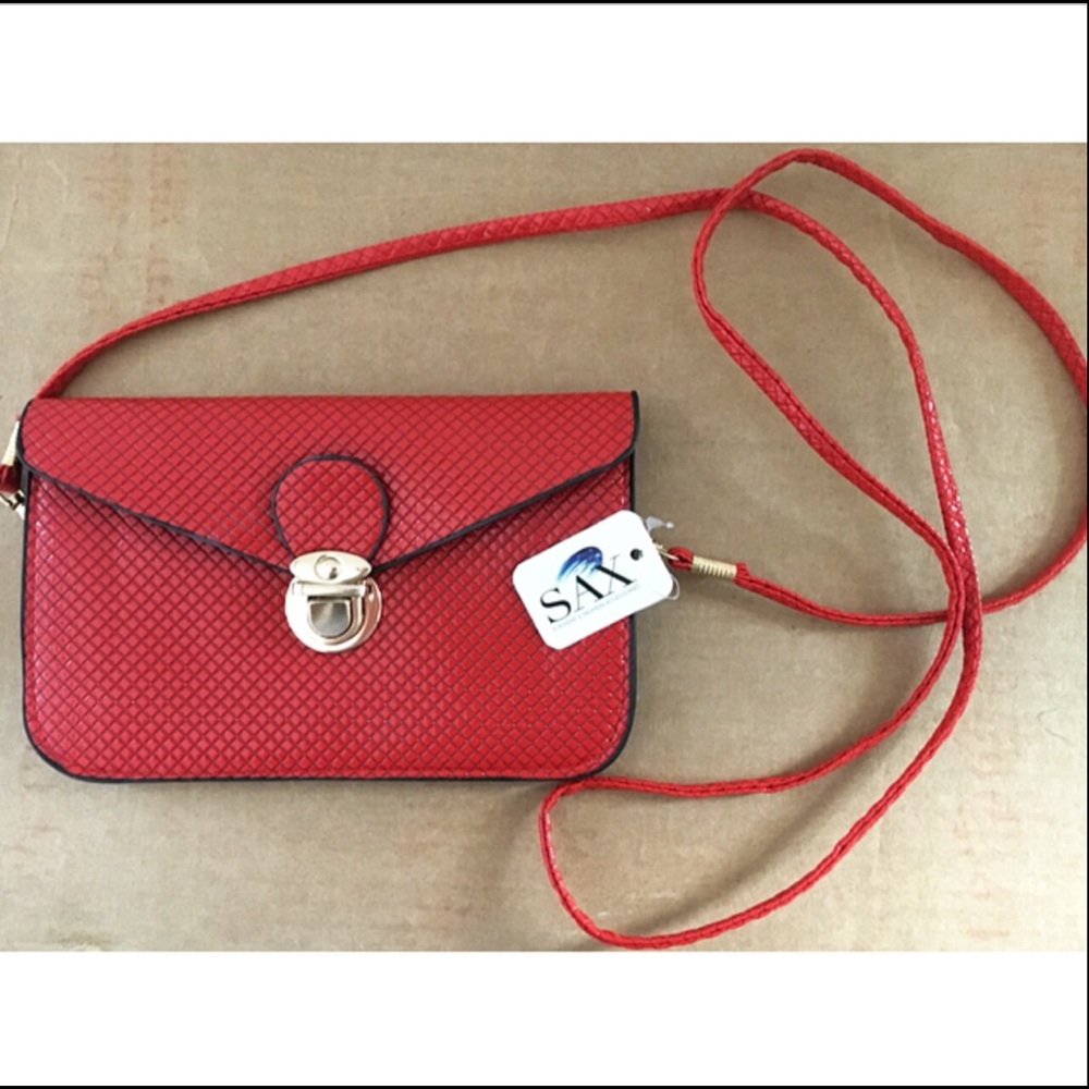 Red Leather Cross-body Purse NWT