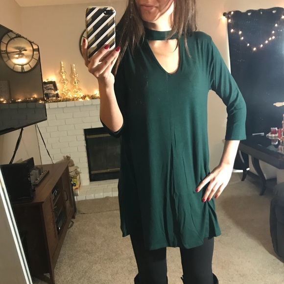 Navy Choker Neck Top With Pockets - Picture 7 of 7