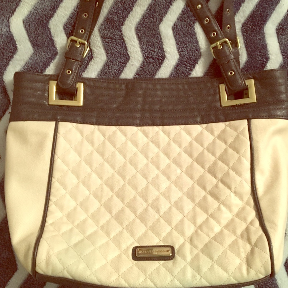 Steve Madden Grey and Cream Large Bag Purse
