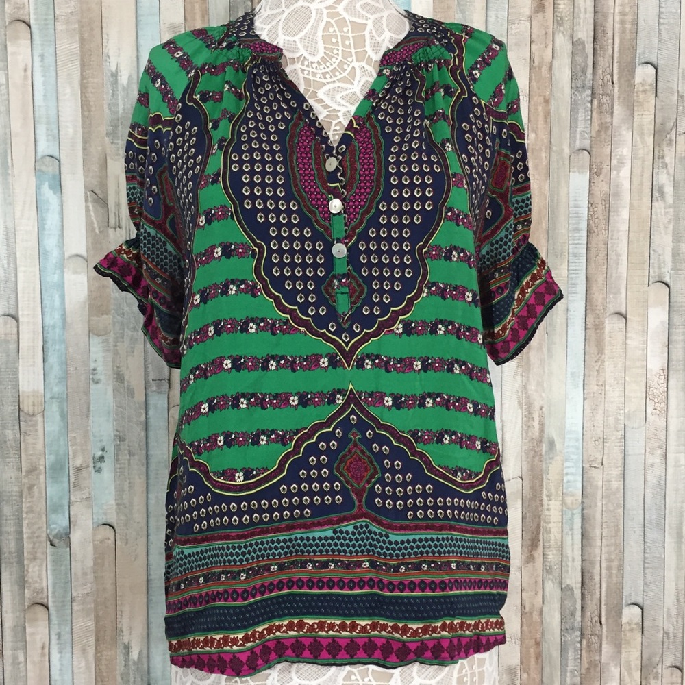 Beautiful Ya•Da Bohemian style 100% silk Blouse