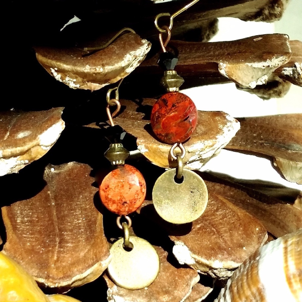 ⬇$18 Warm, earthy, rustic boho earrings